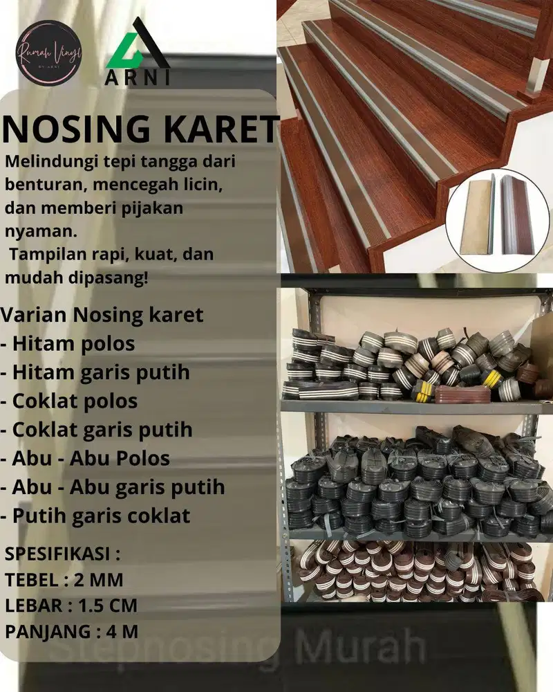 Nosing Tangga Karet 4 Meter | List Anti Slip & Pelindung Tepi Tangga