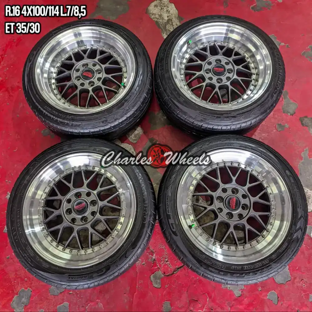 Jual velg + ban r16 4x114,3 4x100 chevron avanza city vios dll