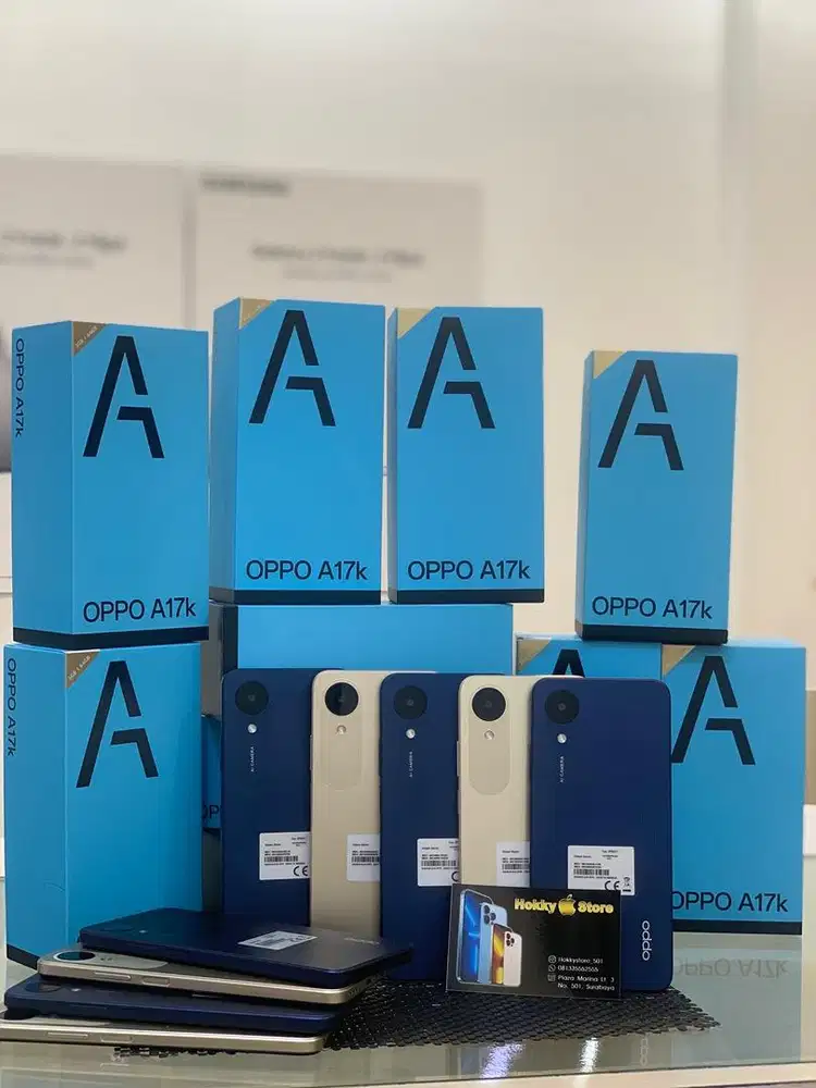 Oppo A17K ram 3/64gb warna blue dan Gold