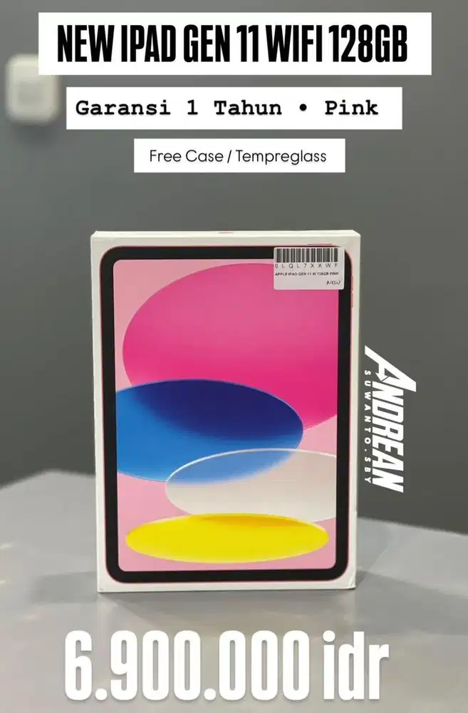 New iPad Gen 11 WiFi Only Pink • 128 Gb Apple Internasional