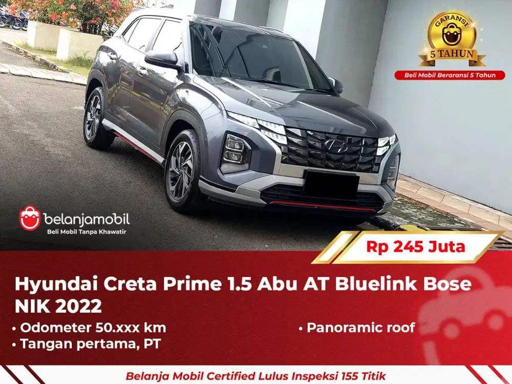 [ GARANSI 5TH ] Hyundai Creta Prime 1.5 Abu AT Bluelink Bose 2022/2023