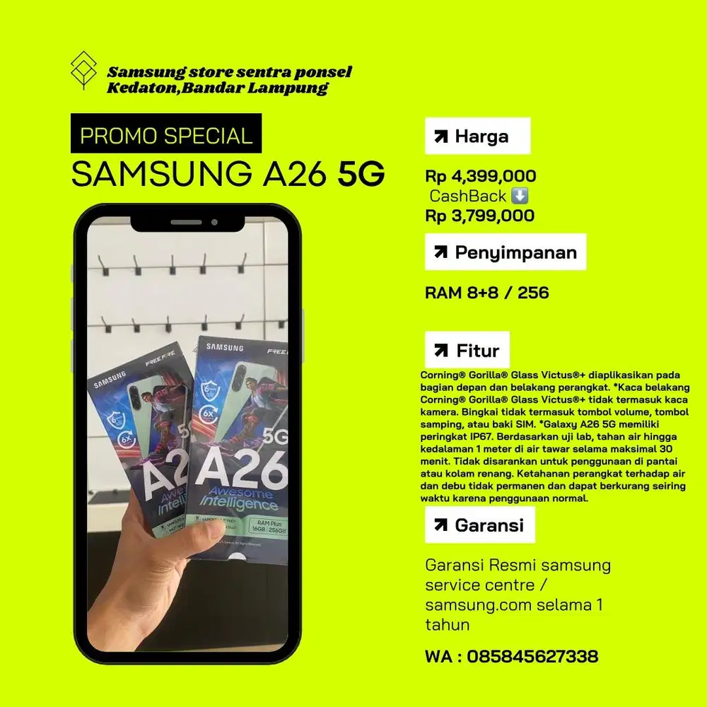Promo samsung A26 5G 8/256