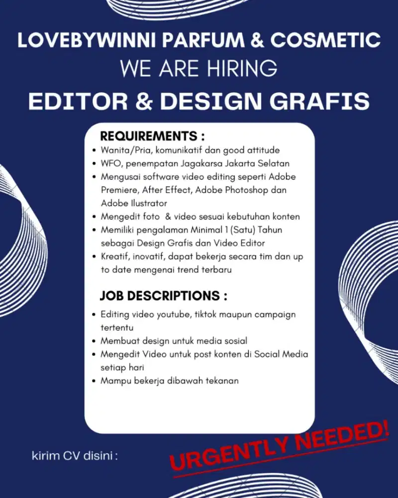 LOWONGAN KERJA VIDEO EDITOR