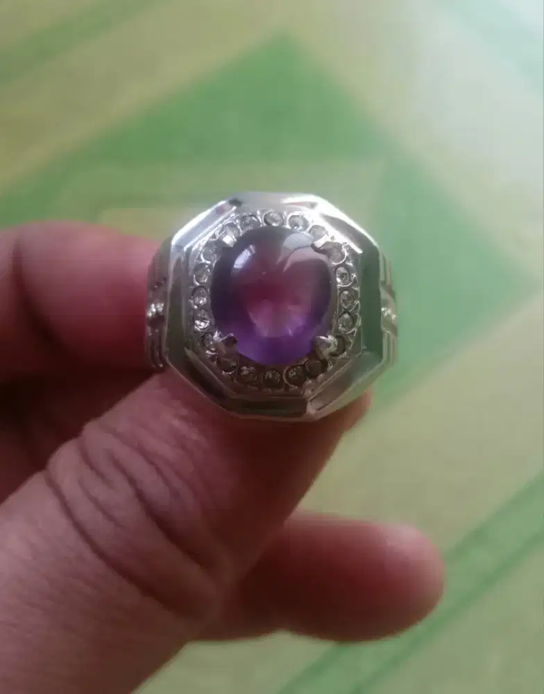 Batu cincin asli kecubung ungu kalimatan