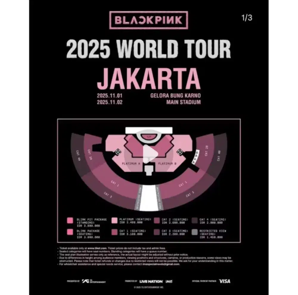 Tiket Konser Blackpink 1 Nov (2 Tiket)
