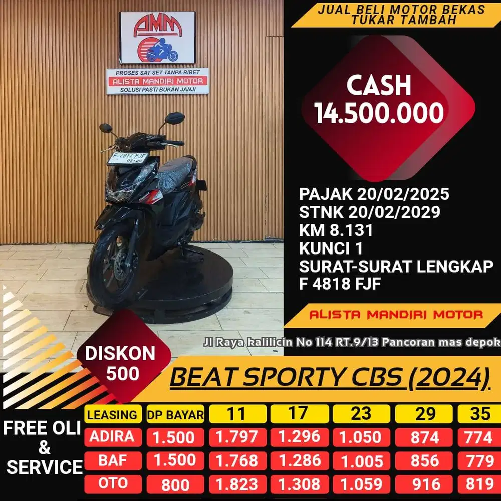 BEAT SPORTY CBS 2024 MOTOR MATIC RASA BARU BISA DI KREDIT