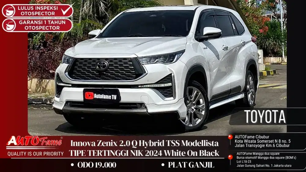 Toyota Innova Zenix 2.0 Q Hybrid TSS Modellista TIPE TERTINGGI 2024