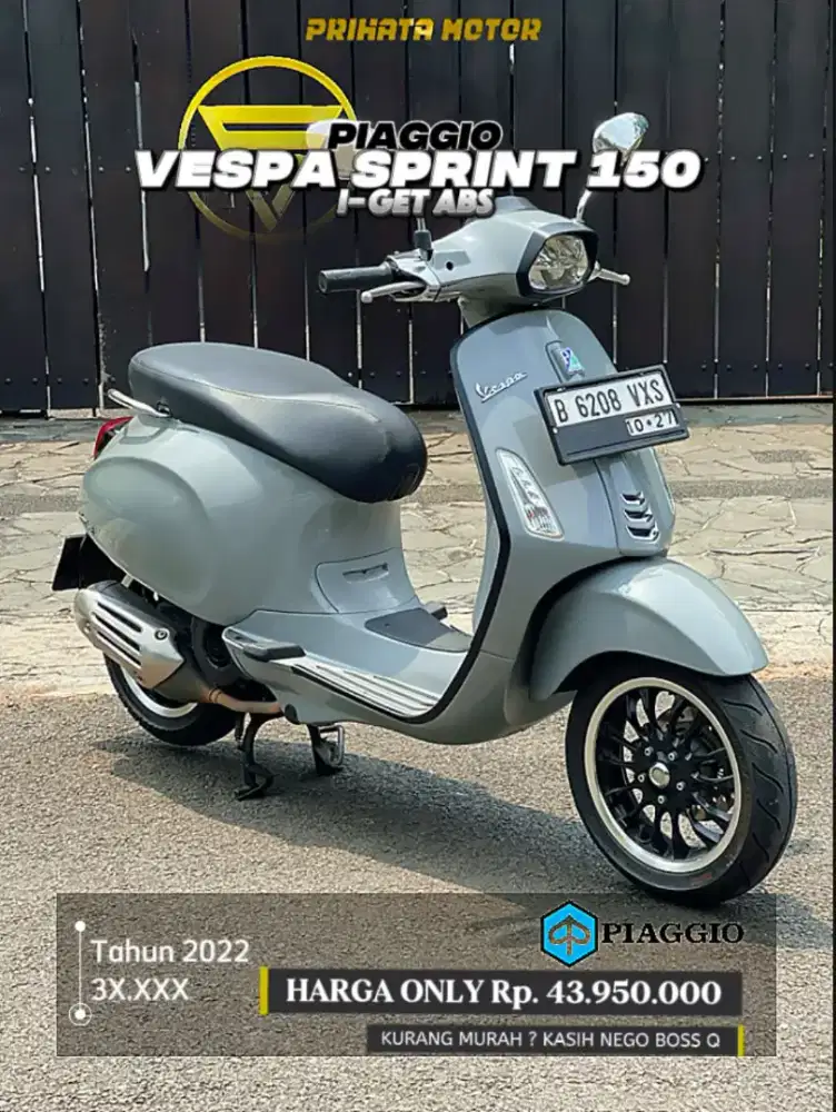 DP 4,5 Jutaan Vespa Sprint 150 ABS 2022
GreyMateria