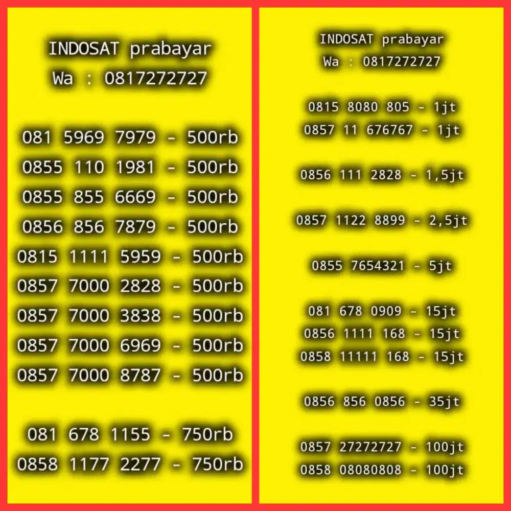 NOMOR CANTIK INDOSAT