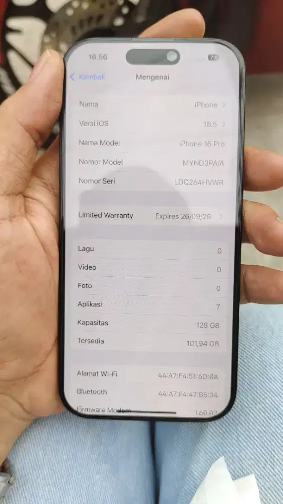 Ip 16 pro 128 hitam pembelian 27/09/2025 mulus seperti baru