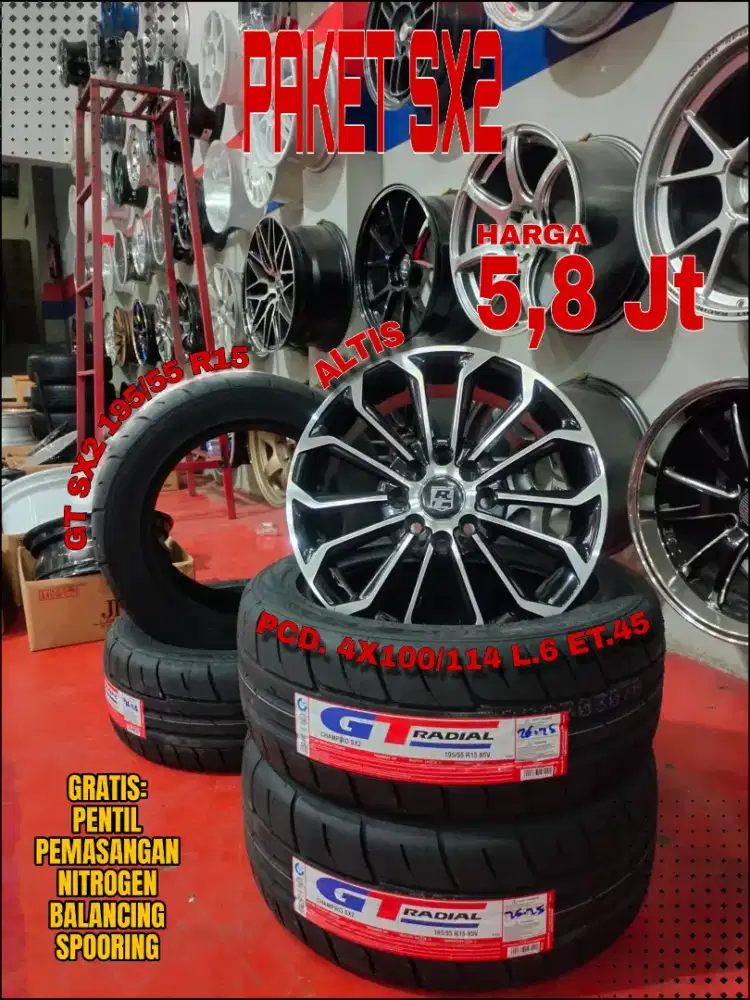 Jual velg promo paket ban sx2 r15