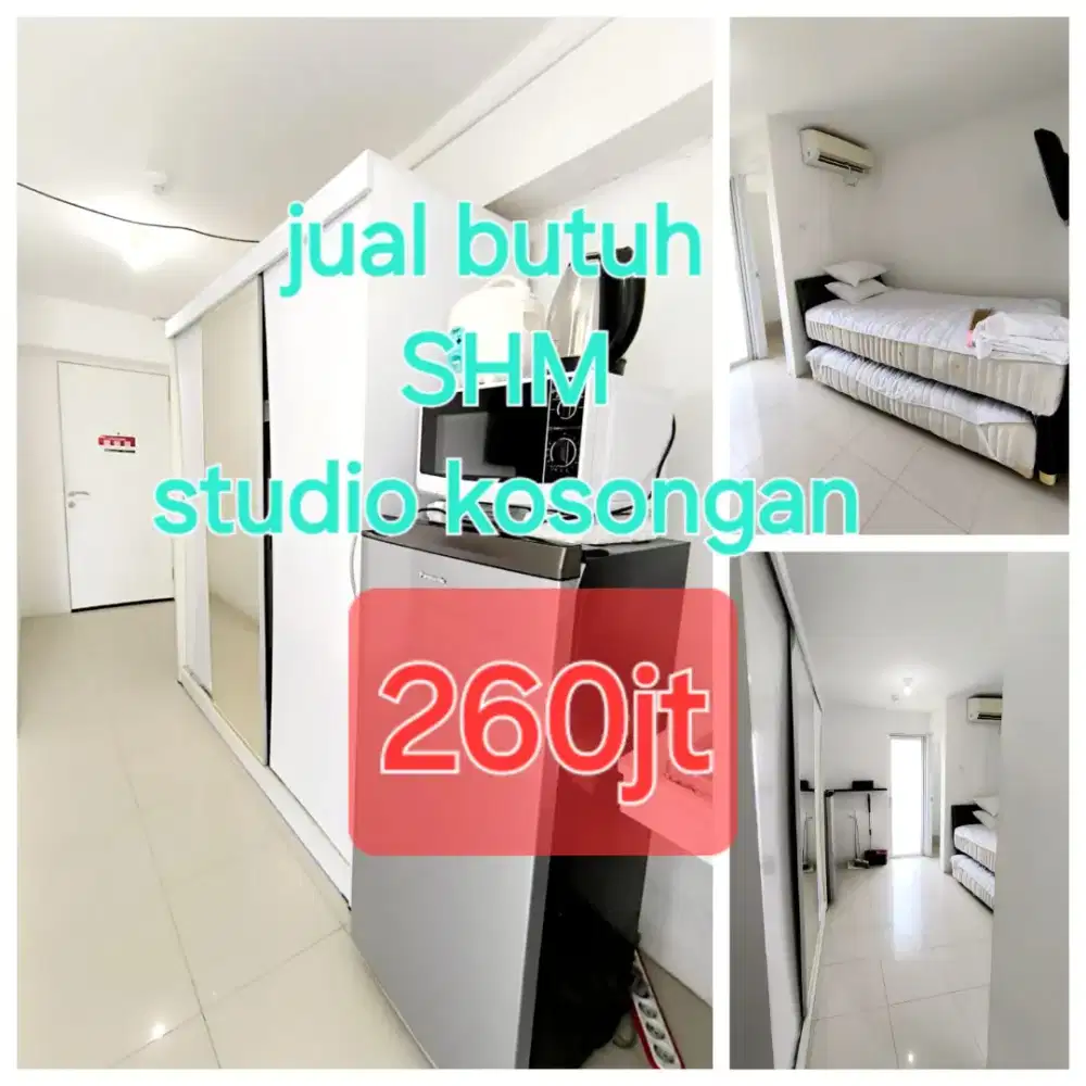 Di jual BU stock studio kosongan view lepas SHM apt Bassura cty