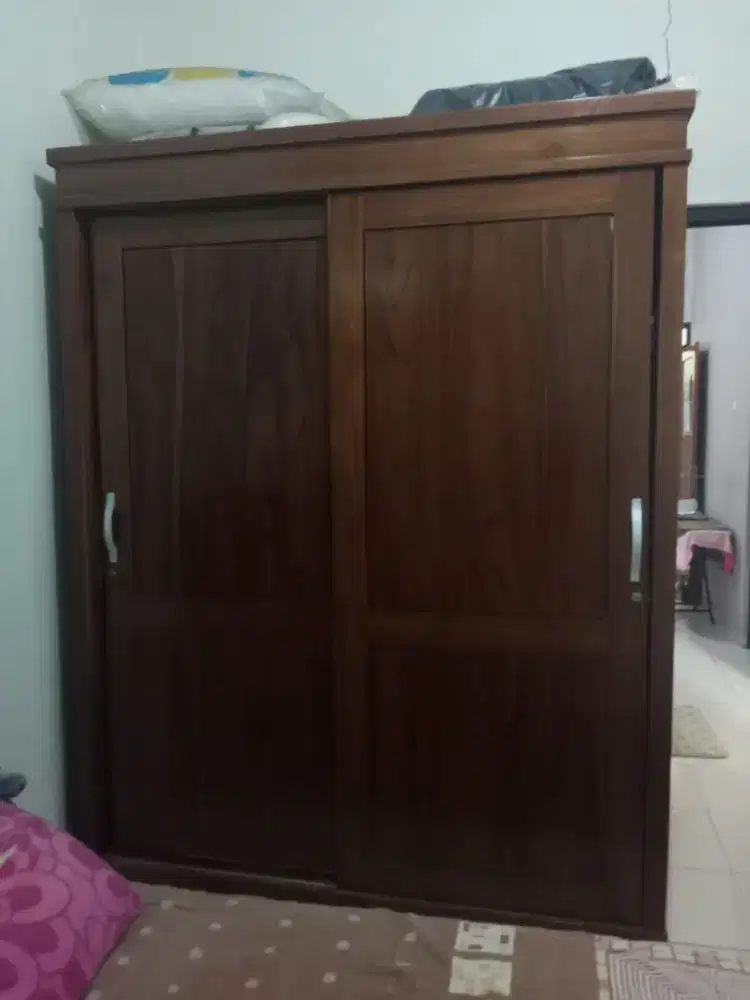Lemari full jati pintu  2 pintu slide