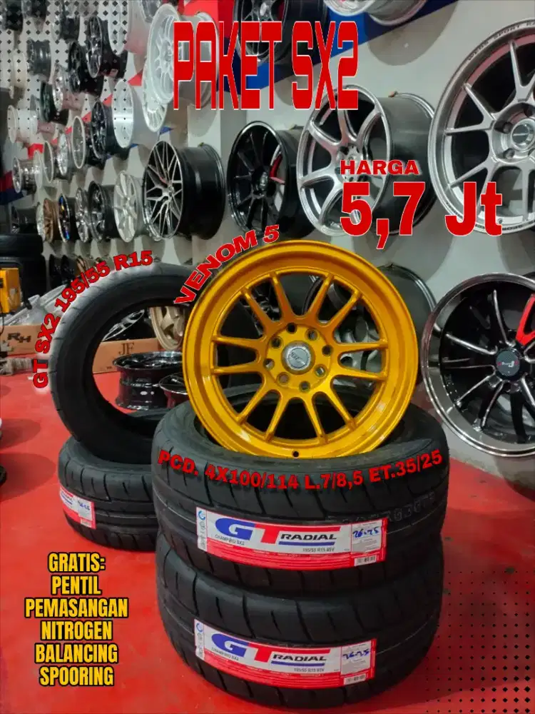 Jual velg promo paket ban sx2 r15