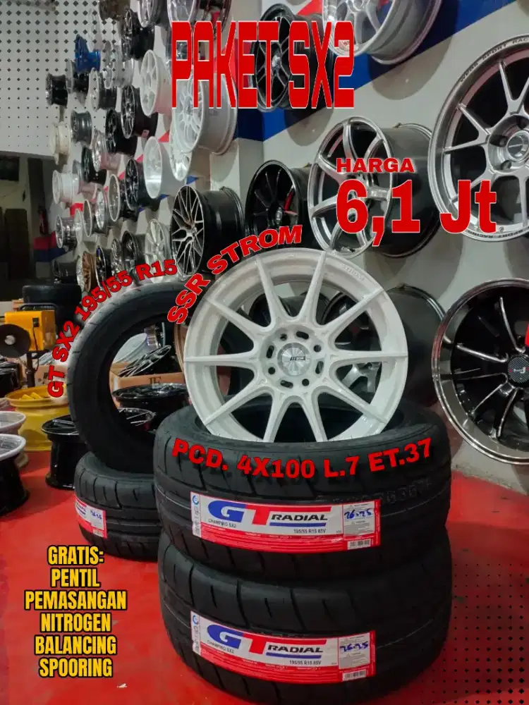 Jual velg promo paket ban sx2 r15