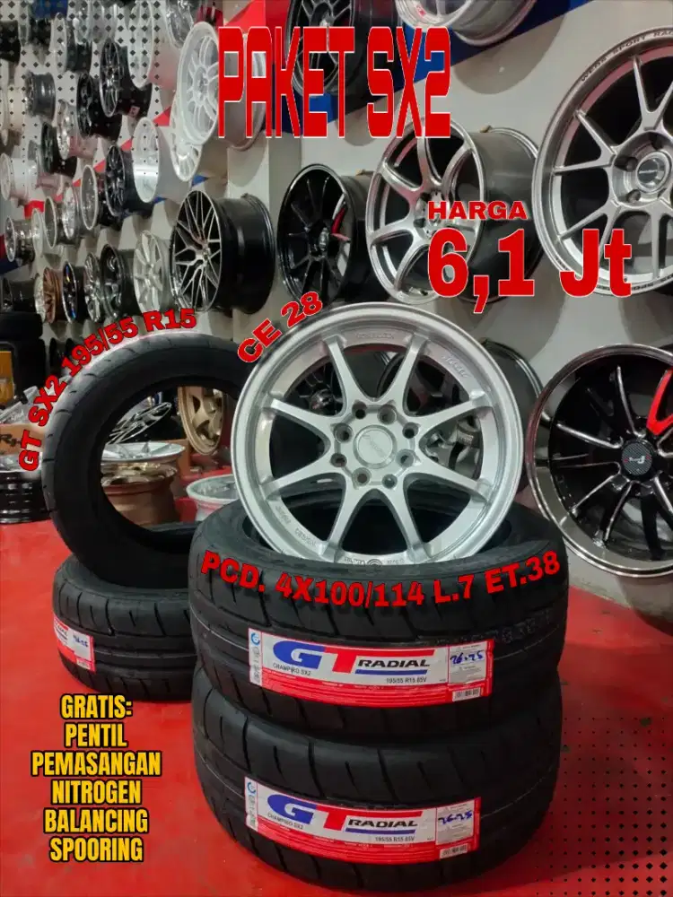 Jual velg promo paket ban sx2 r15