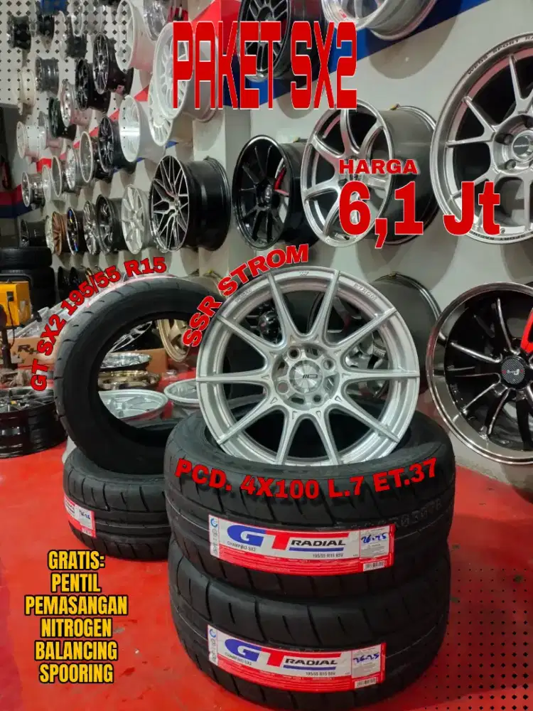 Jual velg promo paket ban sx2 r15