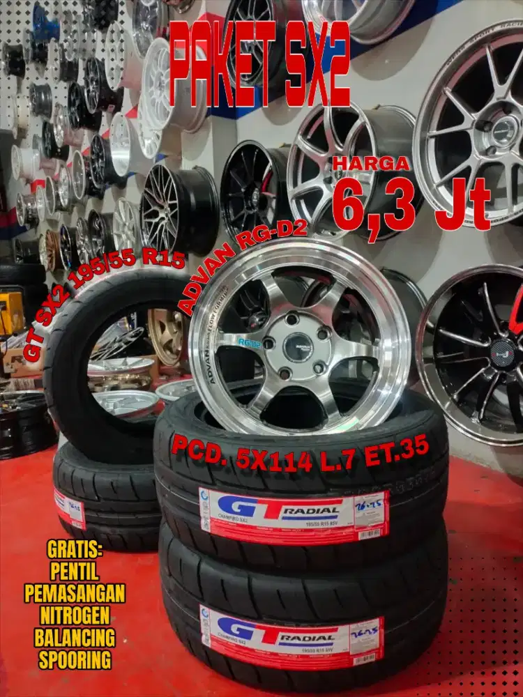 Jual velg promo paket ban sx2 r15