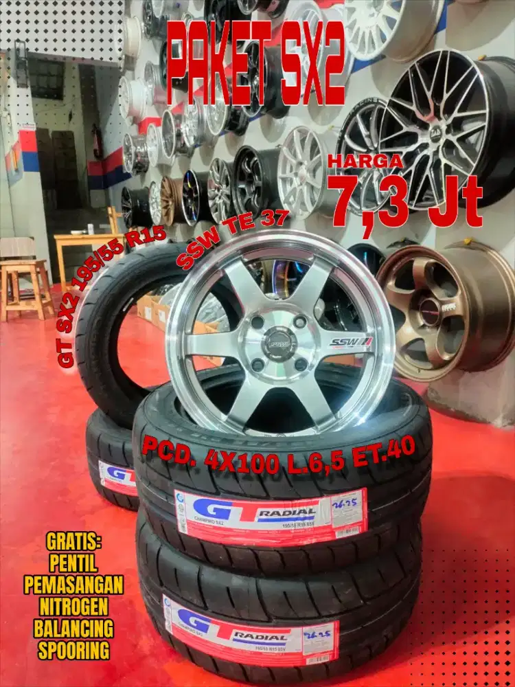 Jual velg promo paket ban sx2 r15