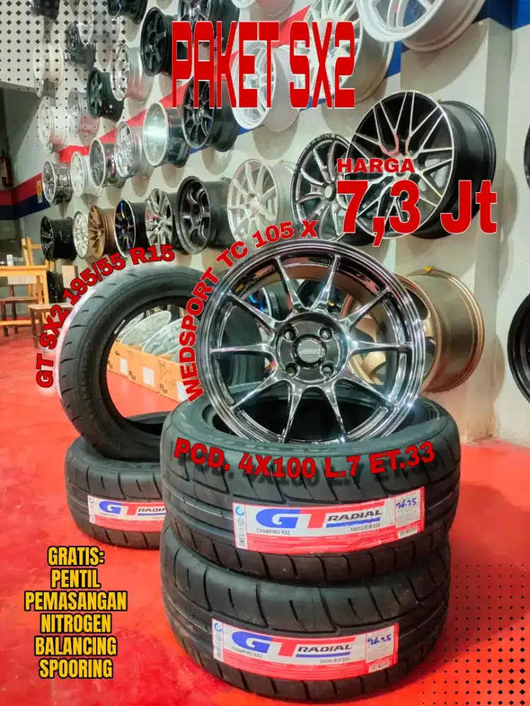 Jual velg promo paket ban sx2 r15