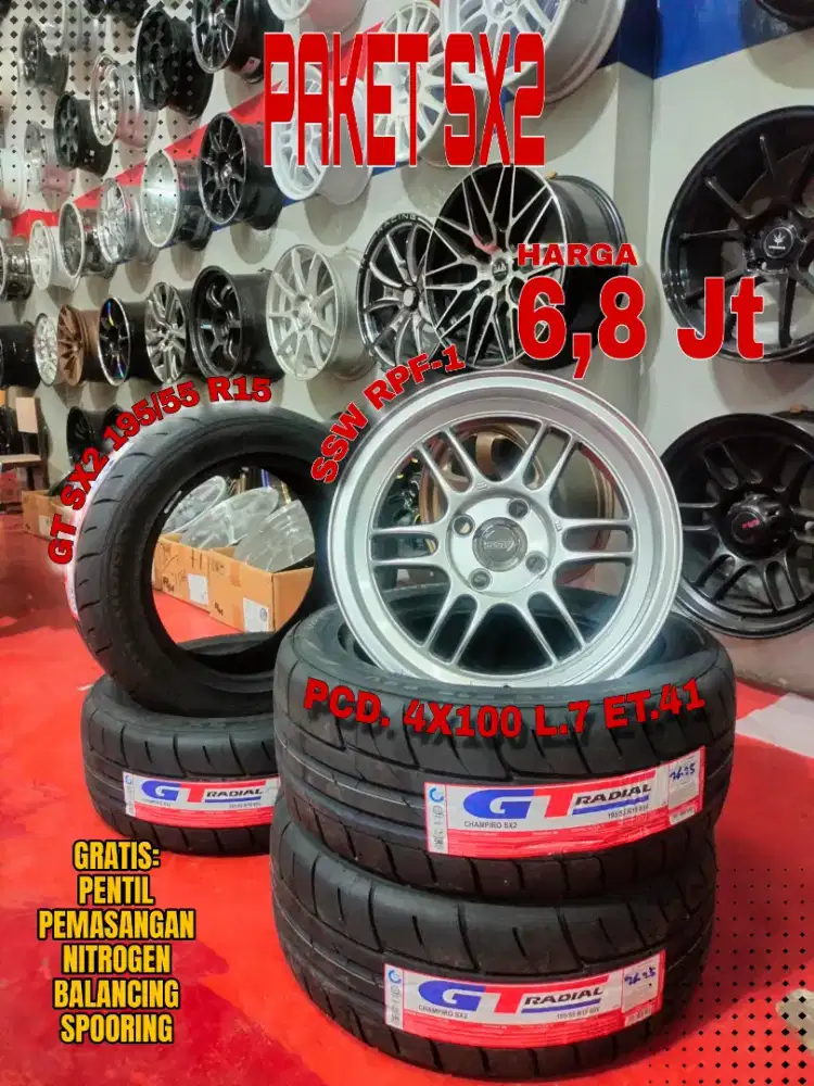 Jual velg promo paket ban sx2 r15