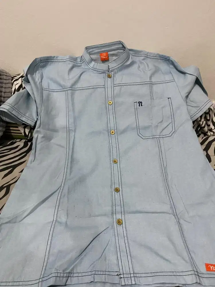Baju Koko Biru Muda