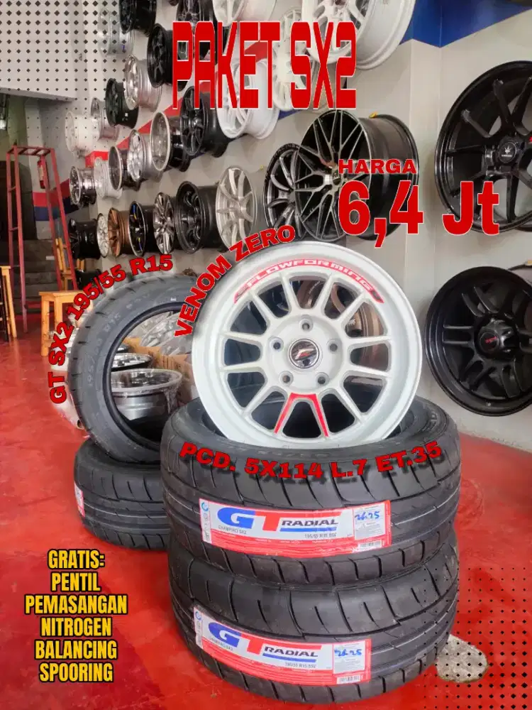 Jual velg promo paket ban sx2 r15