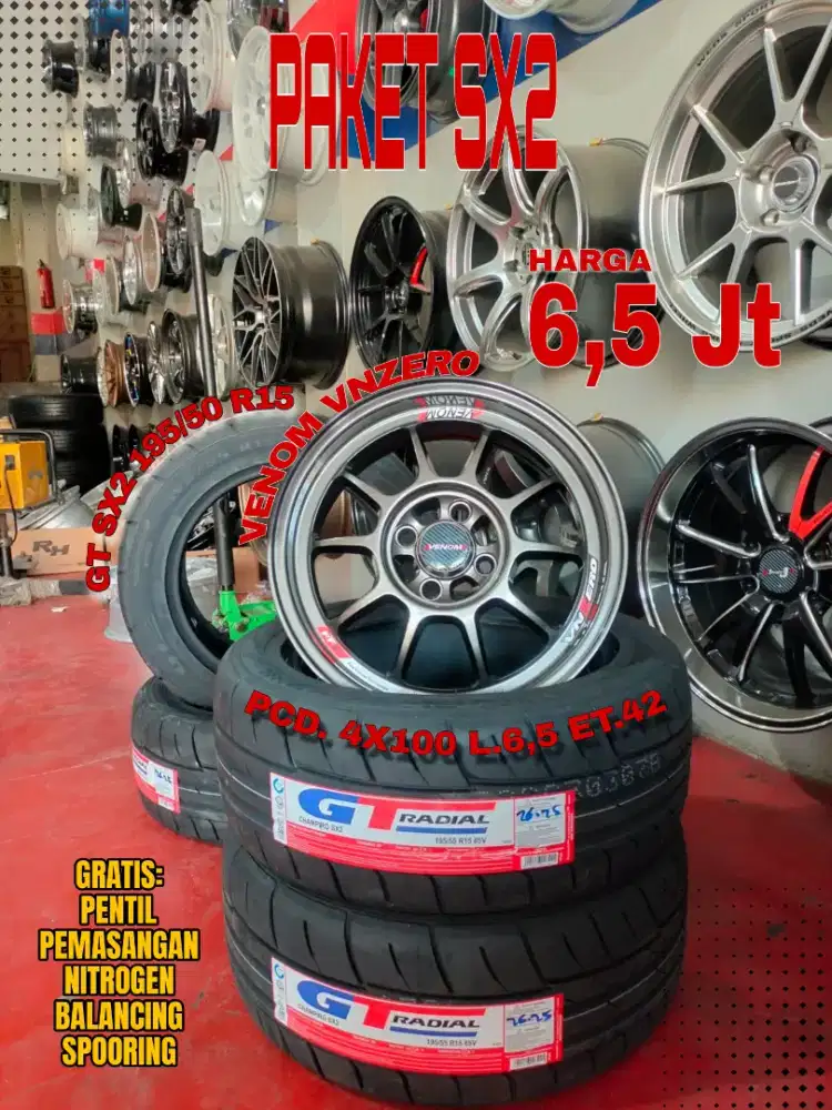 Jual velg promo paket ban sx2 r15