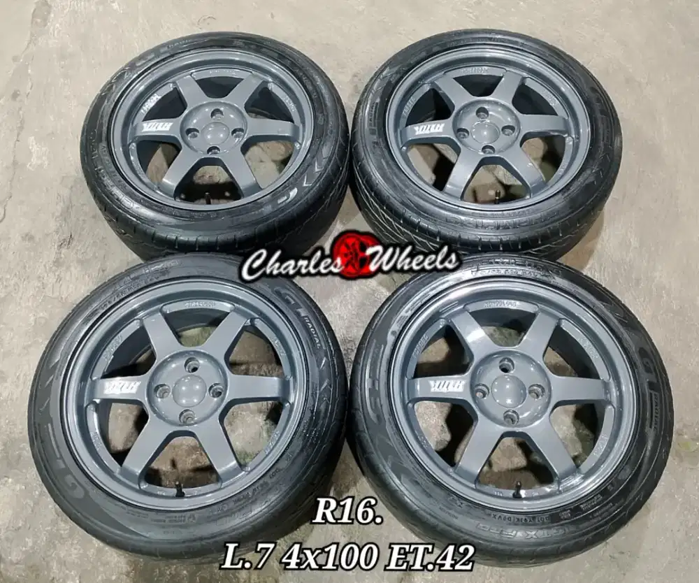 Jual velg te37 r16 4x100 + ban jazz yaris city vios dll