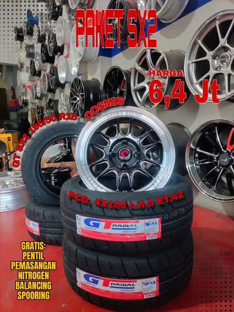 Jual velg promo paket ban sx2 r15
