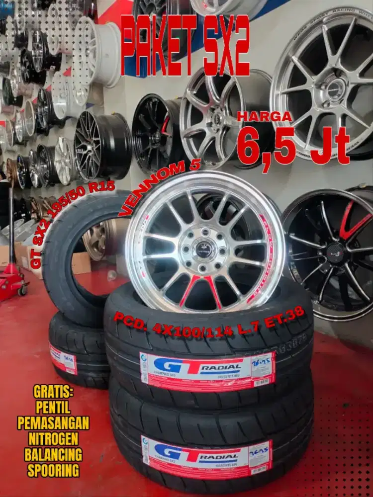 Jual velg promo paket ban sx2 r15