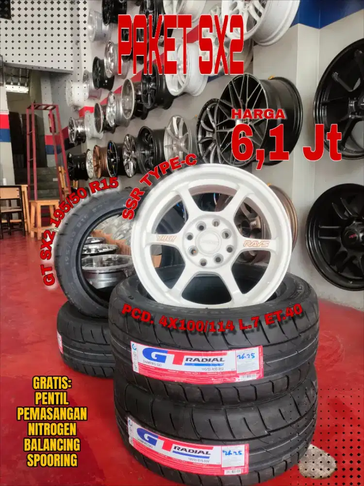 Jual velg promo paket ban sx2 r15
