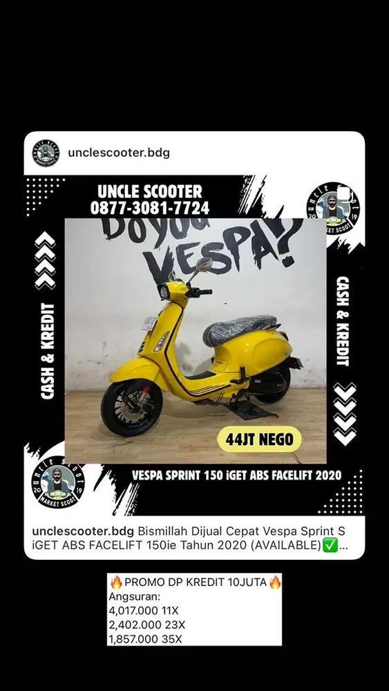 Vespa Sprint S iGET ABS FACELIFT 150ie Tahun 2020