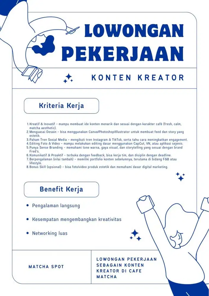 LOWONGAN KERJA KONTEN KREATOR CAFE MATCHA