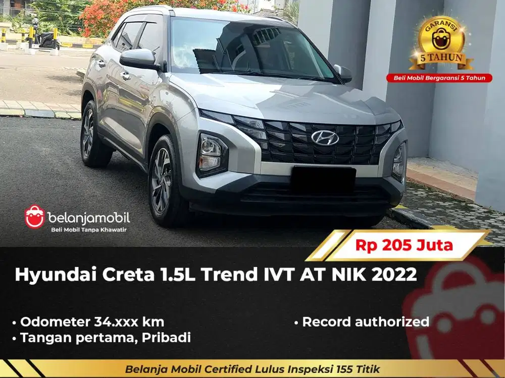 [ GARANSI 5TH ] Hyundai Creta 1.5L Trend IVT AT Abu NIK 2022/2023