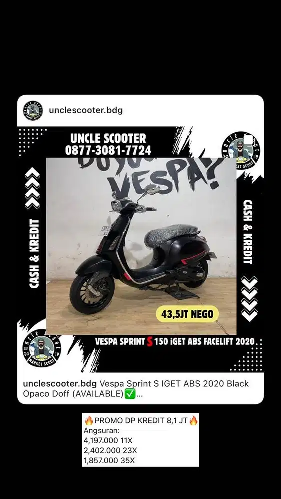 Vespa Sprint S IGET ABS 2020 Black Opaco Doff
