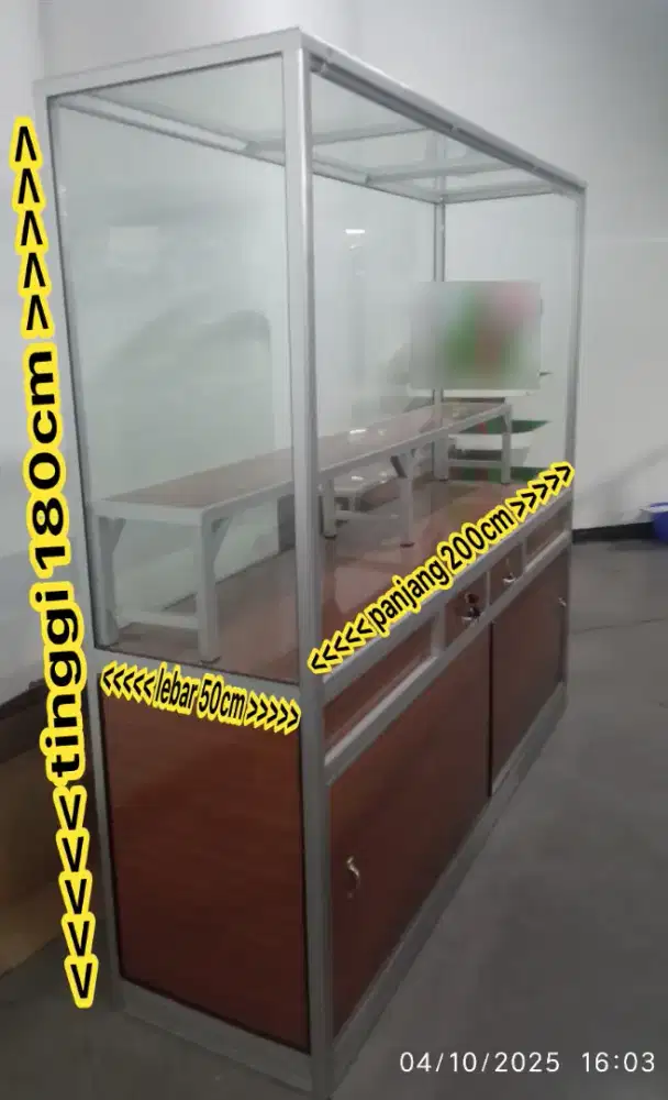 Etalase warung makan ukuran 200x180x50