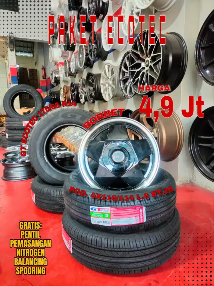 Jual paket velg + ban r14 4x100 4x114,3