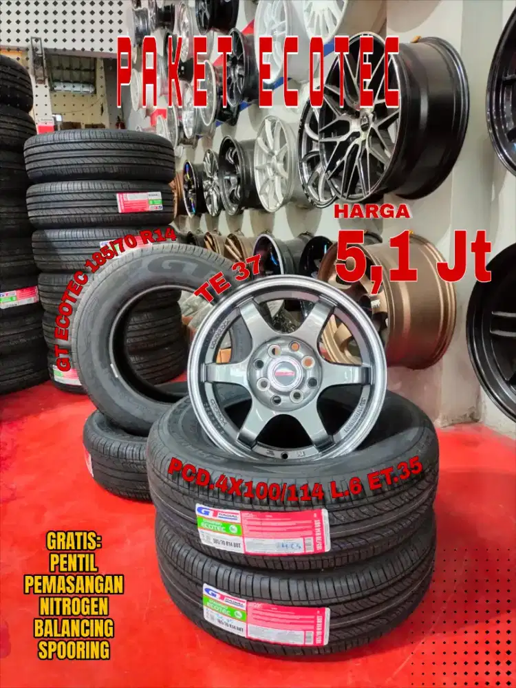 Jual paket velg + ban r14 4x100 4x114,3