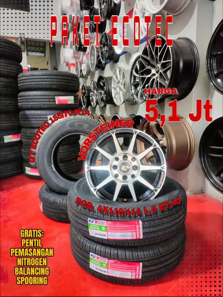 Jual paket velg + ban r14 4x100 4x114,3