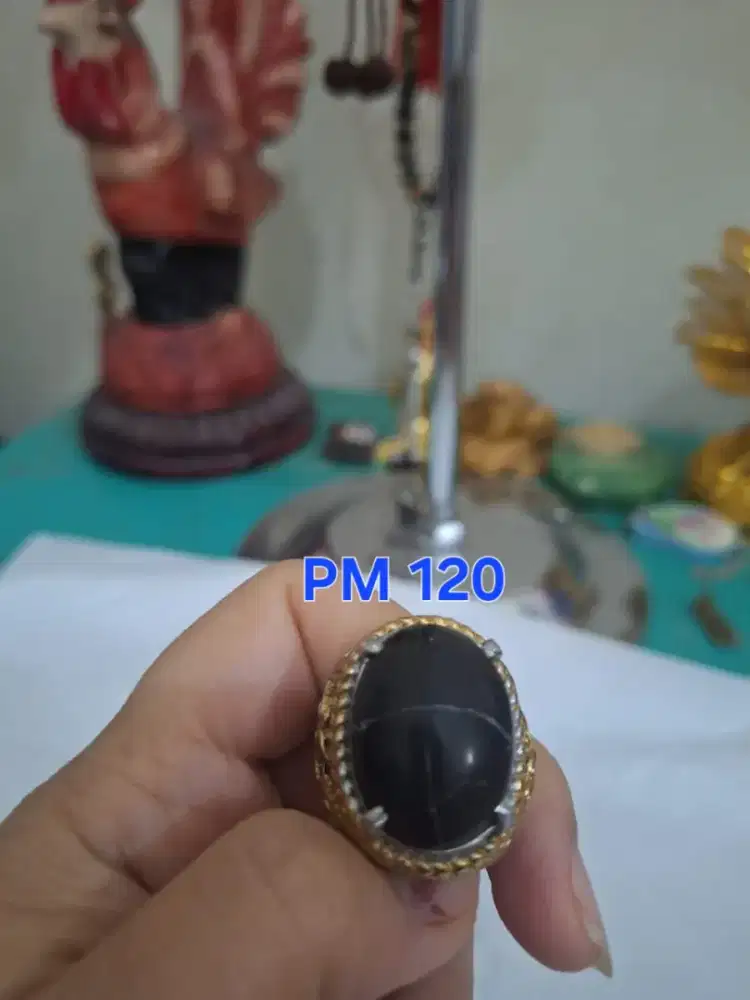 Batu cincin tapak jalak 
Hitam garis perak 
Pm 120 cincin laki laki 
R