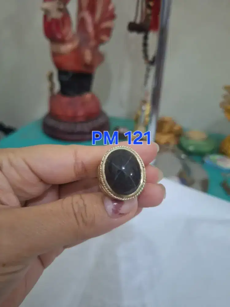 Batu cincin tapak jalak 
Hitam garis perak 
Pm 121 cincin laki laki 
R
