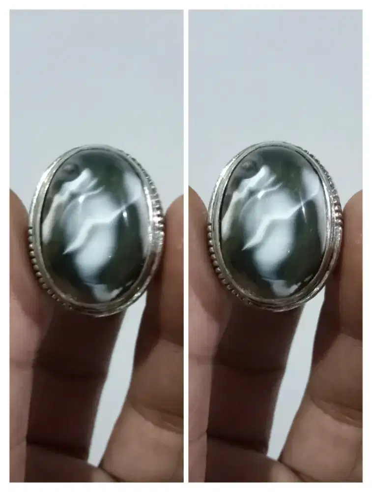 Batu akik karang Nunggal motif putih ajib