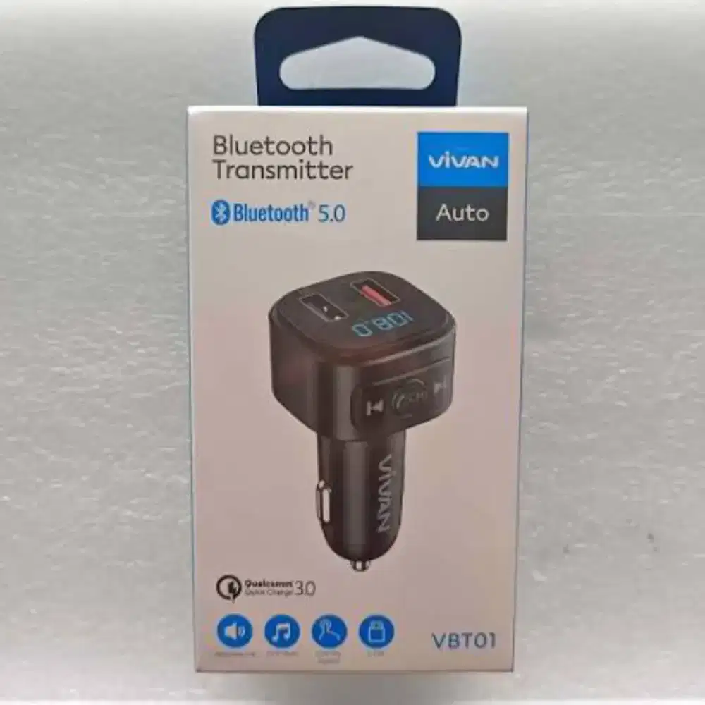Vivan VBT01 Car Charger Bluetooth Transmitter 18W USB Music Player