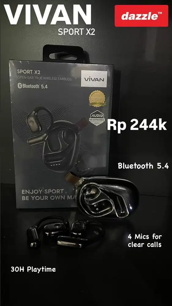 HEADSET NIRKABEL VIVAN SPORT X2