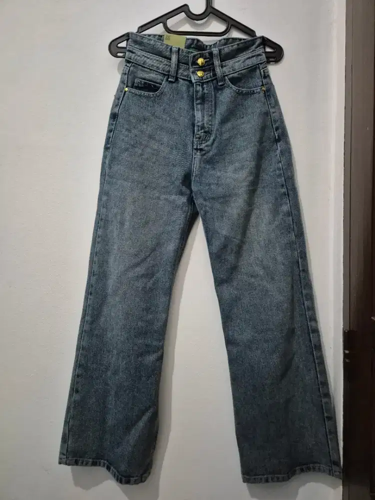 Celana Baggy jeans highwaist kulot
