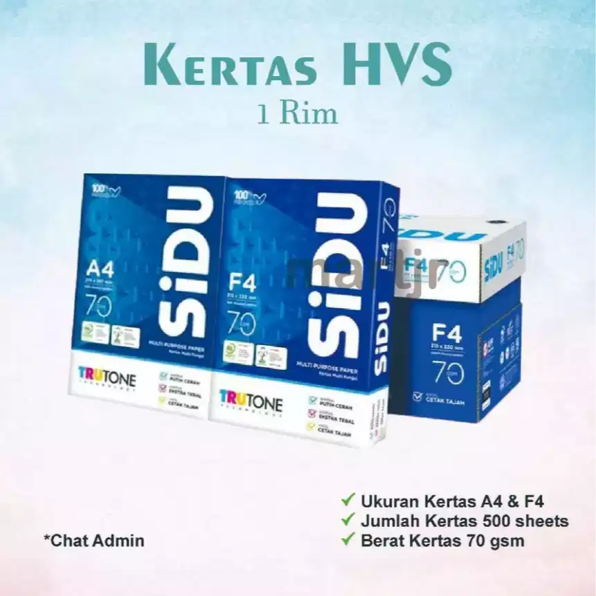 Kertas HVS SiDU Ukuran A4 & F4 1 Rim (500 Lembar)