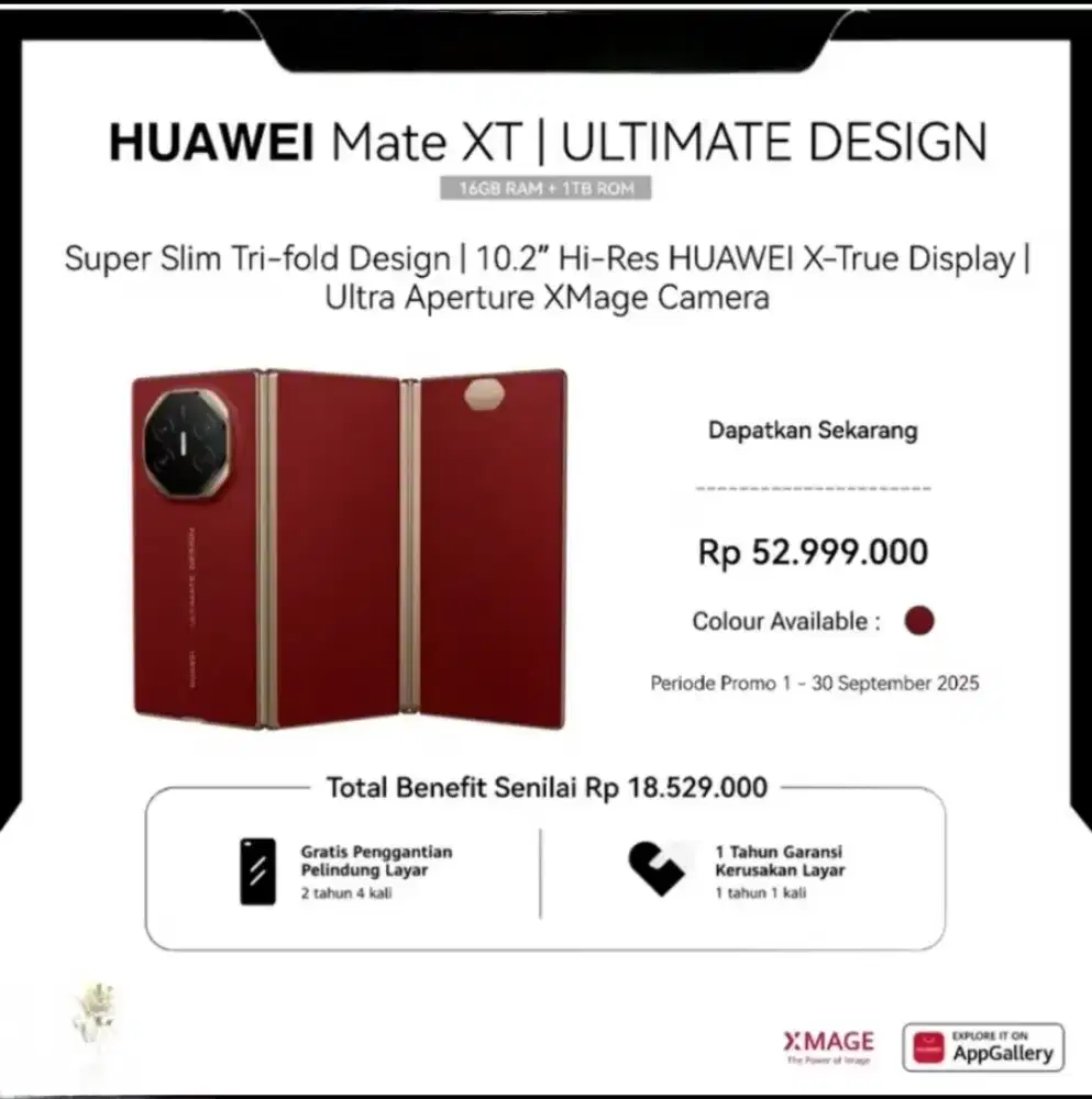 Huawei Mate XT Lipat Tiga Garansi Resmi
