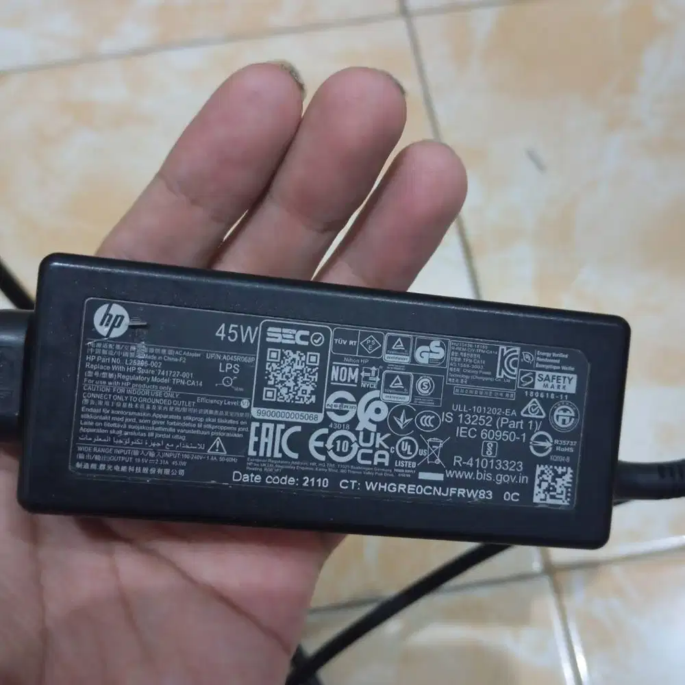 Adaptor Charger Laptop HP 19.5v - 2.31a 45w Original Bekas
