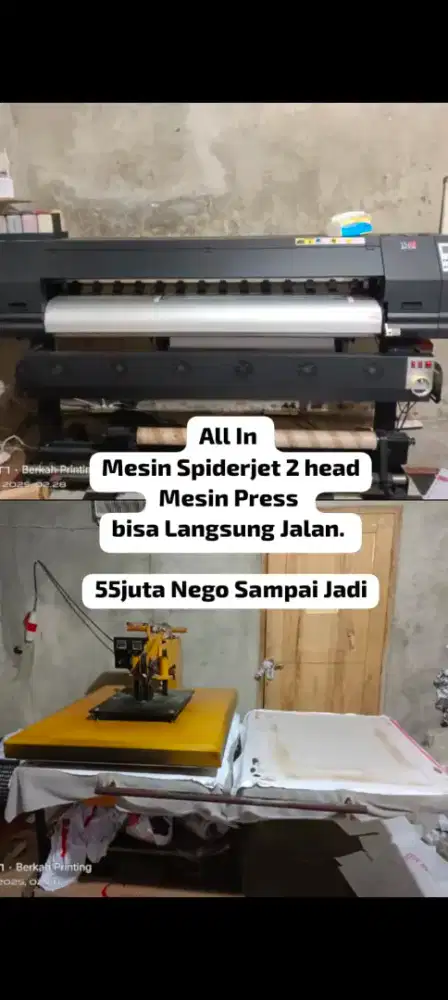 55 juta Sepaket Mesin printing sublim SPIDERJET 2 HEAD + MESIN PRESS